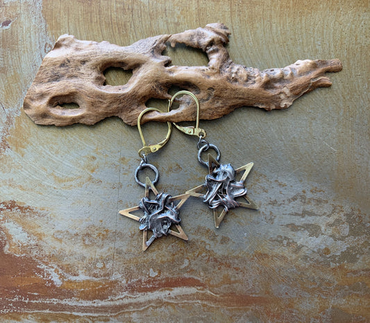 shooting star - mixed metal earrings